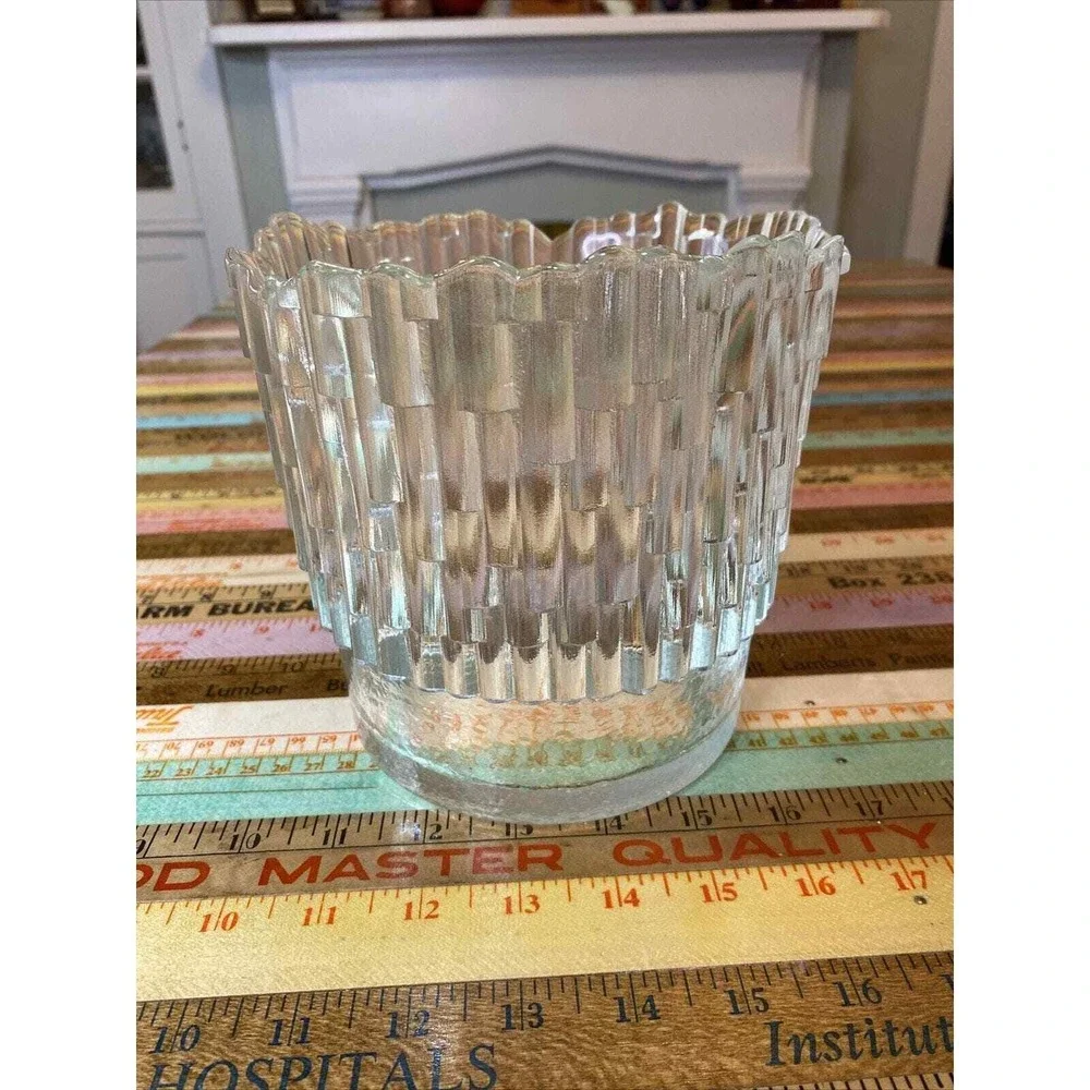 Vintage Champagne Bucket ICE Bucket Glass Fenton Kelonia Vase Bamboo Wedding MCM